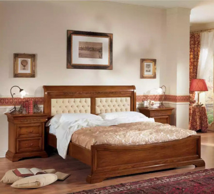 Bett Bett 2x Nachttische Holz Design Betten Schlafzimmer 5 tlg. Sets
