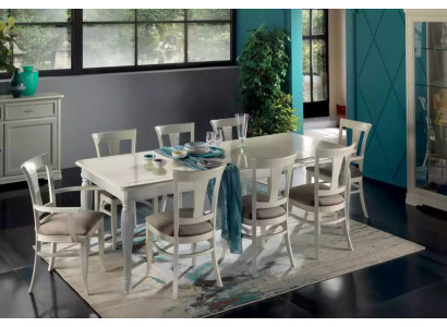 Komplett Set Esstisch 8x Stühle Luxus Esszimmer Garnitur Weiß Italien