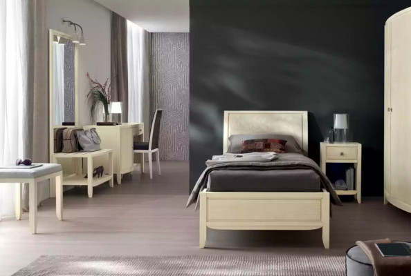Luxus Komplett Schlafzimmer Set Beige Schreibtisch Bett Nachttisch Neu