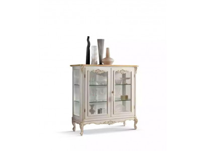Glasschrank Luxus Vitrine Weiß Vitrine Klassische Italienische Möbel