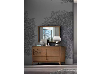 Schlafzimmer Kommode mit Spiegel Holz Möbel Schrank Braun Modern Neu