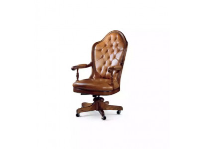 Bürostuhl Holz Chef Sessel Chesterfield Italien Möbel Braun Drehbar Neu