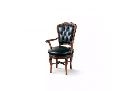 Bürostuhl Holz Chefsessel Chesterfield italienische Möbel Schwarz Drehbar