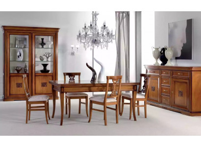 Design Esszimmer Set Garnitur 7tlg Holz Möbel 4x Stühle Tisch Vitrine Neu