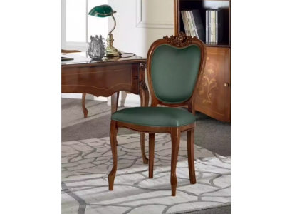 Klassischer Brauner Holz Stuhl Luxus Büromöbel Grün Einsitzer Design