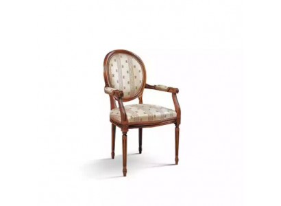 Stuhl mit Armlehne Sessel Esszimmer Holz Lehnstuhl Design Möbel Beige