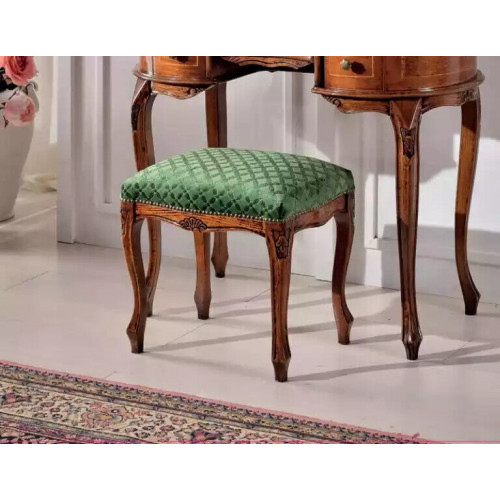 Klassischer Holz Hocker Textil Beistellhocker Schlafzimmer Einrichtung