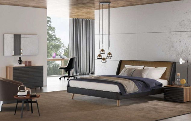 Schminktisch Natural Walnut - Matt juta Spiegel Schlafzimmer Modern