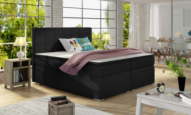 Boxspring 180x200cm Bett Betten Hotel Leder Komplett Bettkasten Topper