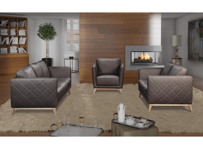Leder Design Couch Polster Sitz 2+1+1 Garnitur Sofa Garnituren Kunstleder Set