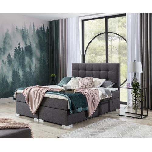 Komplett Set Matratze & Topper Boxspring Bett Polster Betten Textil Stoff