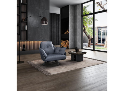 Sessel Design Grau Metall Relax Club Lounge Einsitzer Polster Stoff Leder