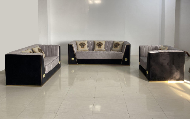 Luxus Sofa 2Sitzer Möbel Design Polster schwarz Textil Samt Sofas Couchen