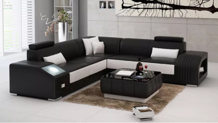 Lederpolster Design Ecksofa Couch Sofa L Form Wohnlandschaft Wohnzimmer Eckcouch