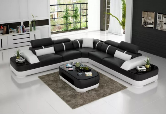 Wohnzimmer Eckcouch Design Ecksofa Möbel Moderne Lederpolster Couch