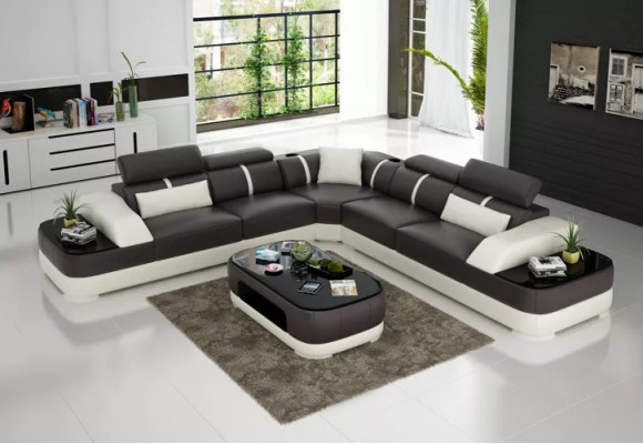 Wohnzimmer Eckcouch Design Ecksofa Möbel Moderne Lederpolster Couch