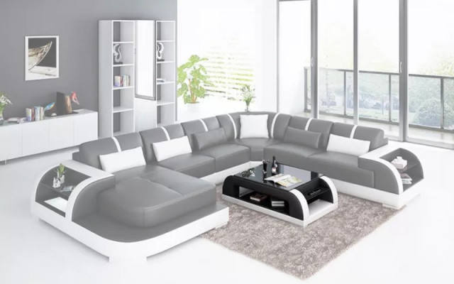 Wohnzimmer Leder xxl couch sofa landschaft moderne designer polster