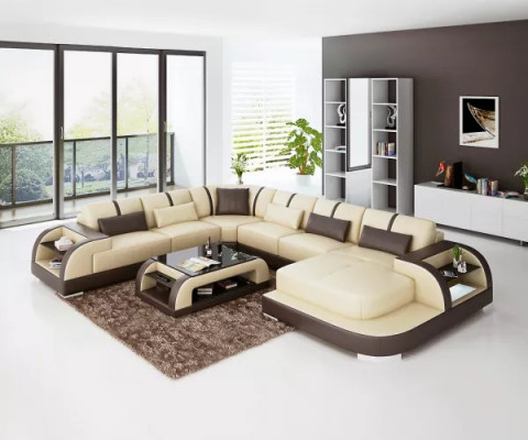 Wohnzimmer Leder xxl couch sofa landschaft moderne designer polster