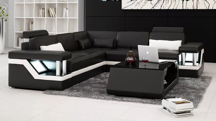 Eckcouch Design Ecksofa Wohnzimmer Möbel Lederpolster Couch Sofa