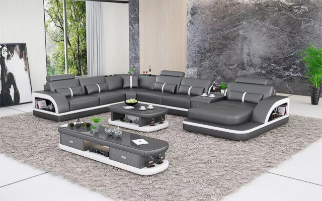 Wohnzimmer Leder xxl couch sofa polster landschaft moderne designer