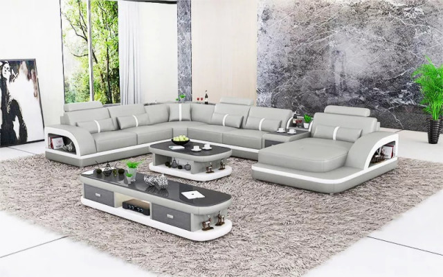 Wohnzimmer Leder xxl couch sofa polster landschaft moderne designer