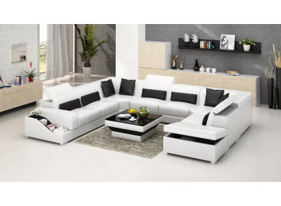Wohnzimmer Leder xxl couch sofa landschaft moderne designer eckpolster