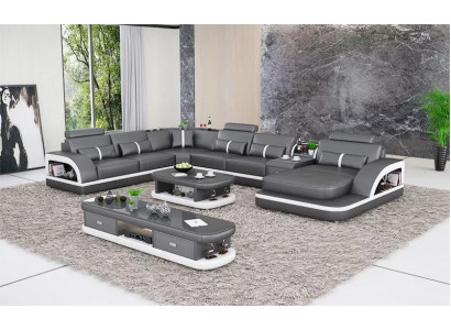 Wohnlandschaft Couch Polster Sofa Garnitur 3tlg. Set Couchtisch Sideboard