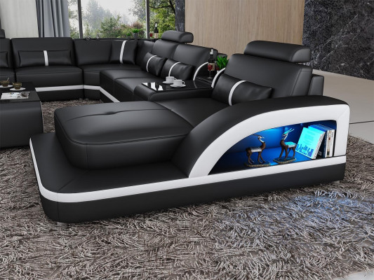 Eckgarnitur Ledersofa Design Ecksofa Luxus Wohnlandschaft led sofa couch Polster