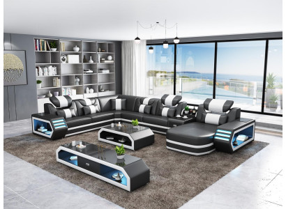 Polster Ecksofa Ausgefallene Wohnlandschaft eckgarnitur couchen sofas usb led