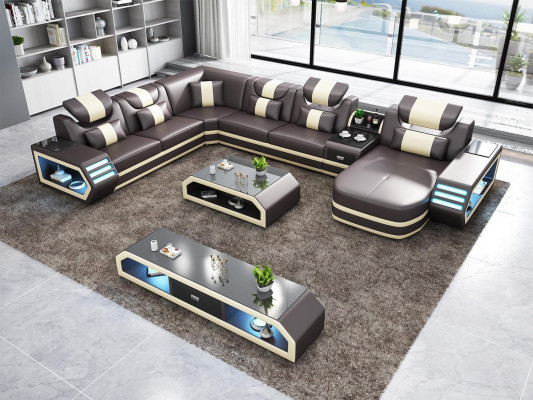 Polster Ecksofa Ausgefallene Wohnlandschaft eckgarnitur couchen sofas usb led