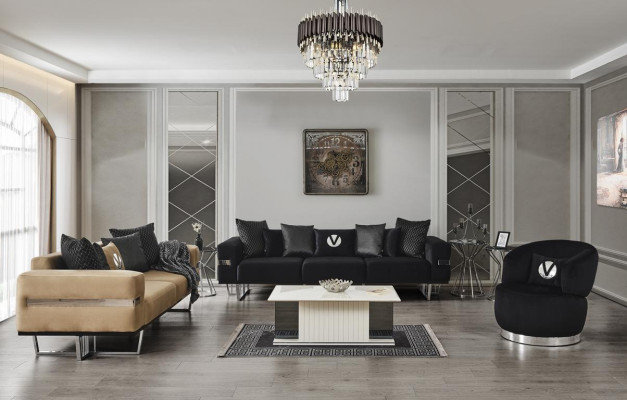 Schwarzer Sessel 1sitz textil wohnzimmer luxus neues design sessel sessel modern