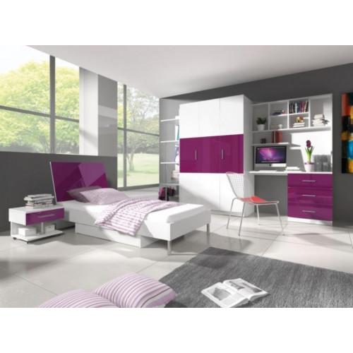 Schlafzimmer Lila Bett 2x Nachttisch Schreibtisch Kinderbett Set 5tlg.