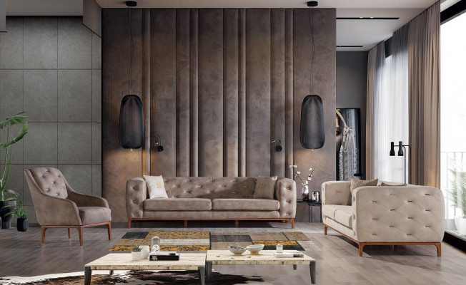 Chesterfield Design Sofa Polster Couchen Modern Sofagarnitur 3+3+1 Set