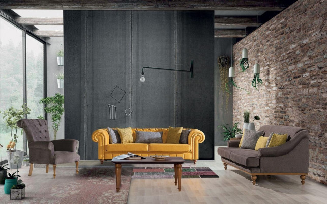 Sofa Couch Polster Sofas Design Möbel 3 Sitzer Dreisitzer Chesterfield