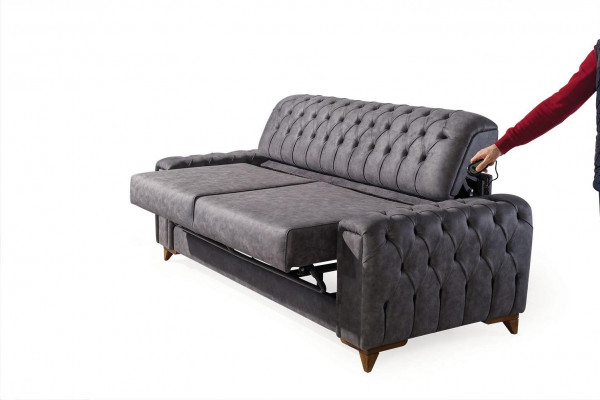 Dreisitzer Sofa 3 Sitzer Sofas Sessel Stoff Couch Möbel Textil Farbe Grau