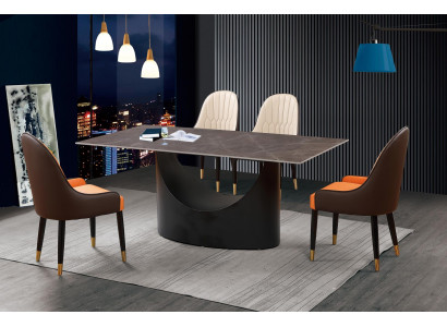 Luxus Tisch Esstisch Säulen Fuß Marmor Optik Esszimmer Möbel
