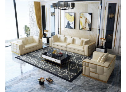 Design Sofa Couch Polster Sitz Garnitur 3+2+1+ Chaiselongue Leder Luxus