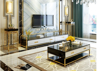 Modernes Design Wohn Wand Wohnzimmer Sideboard RTV Regal + Seiten