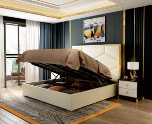 Bett Deko Polster Design Luxus Doppel Hotel Betten Schlaf Zimmer Leder