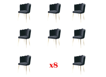 Gruppe Garnitur Set 8 Stühl Textil Stuhl Designer Polster Esszimmer