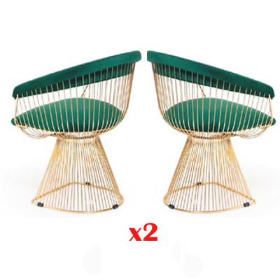 Design Sessel Polster Set 2x Stuhl Edelstahl 100% Stoff Esszimmer Möbel