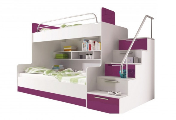 Lila Doppelstockbett Etagen Bett Kinderzimmer Betten Hochbett Hochglanz Möbel