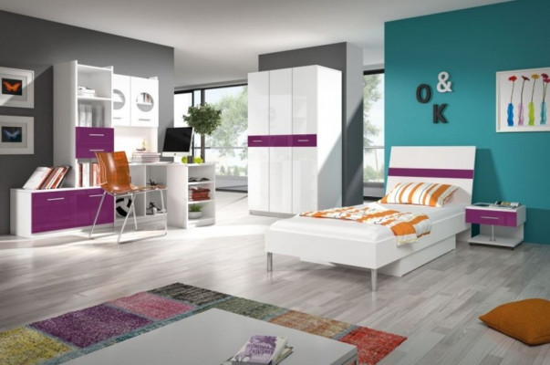 Schrank Schränke Kleiderschrank Hochglanz Kleiderschränke Kinderzimmer Lila Neu