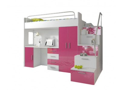 Doppelstockbett Rosa Tisch Schrank Multifunktion Etagen Hochbett Kinderzimmer