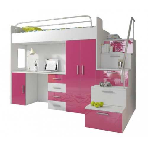 Doppelstockbett Etagenbett Bett Kinderbett Jugendbett Hochbett Rosa Kinderzimmer