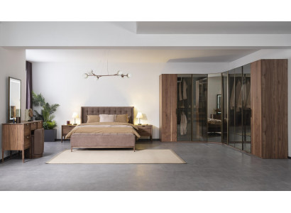 Schlafzimmer Glas Schrank Nachttisch Kommode Hocker Komplettes Set 6tlg. Holz