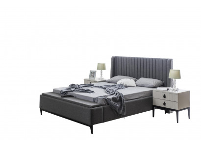 Bett Design Doppelbett Betten Polster Schlafzimmer Möbel Hotel Bettrahmen Grau