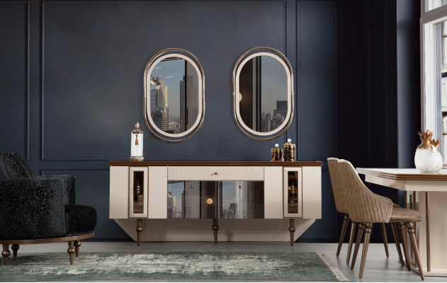 Sideboard Wohnzimmer Esszimmer Holz Metall Kommoden Beige