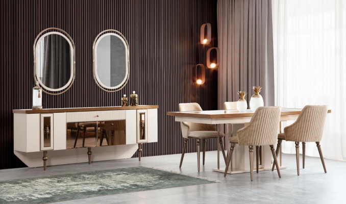 Sideboard Wohnzimmer Esszimmer Holz Metall Kommoden Beige