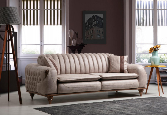 Chesterfield Sofagarnitur Couch Sitzpolster Sofa Couchen Möbel Stoff Textil
